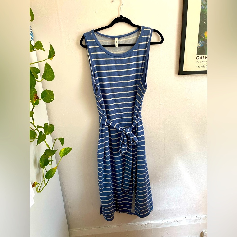 Midi Blue Striped Dress (Plus Size)